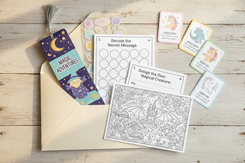 Your Magic Letter monthly subscription contents flat lay